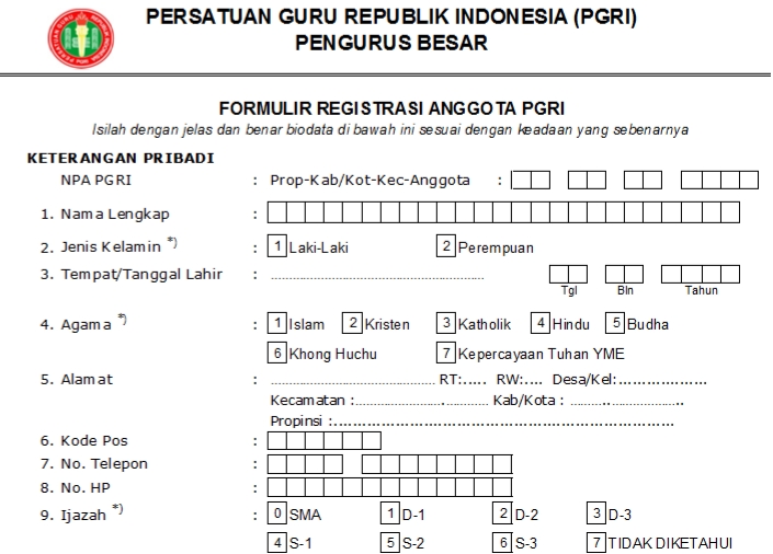 Pendaftaran PGRI Sinjai - Persatuan Guru Republik Indonesia Cabang Sinjai